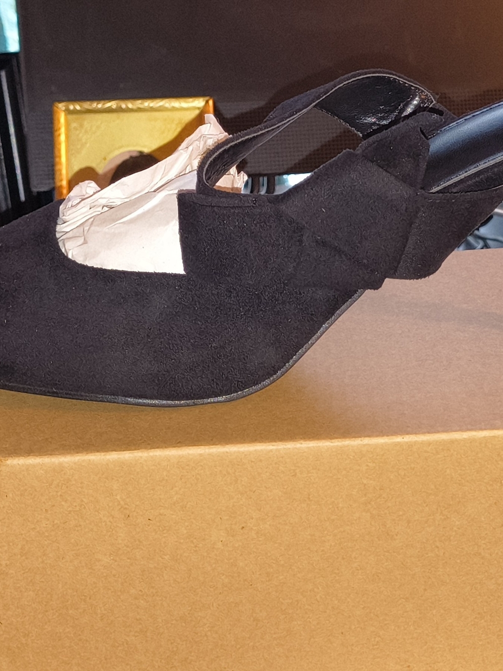 Women's Black Suede Slingback Pumps